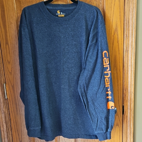 Carhartt Gray Long Sleeve with Orange Logo, XL - Picture 1 of 6